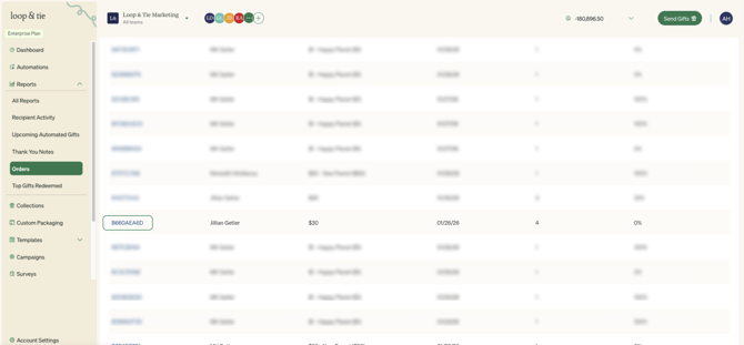 From the Orders report, click the order number